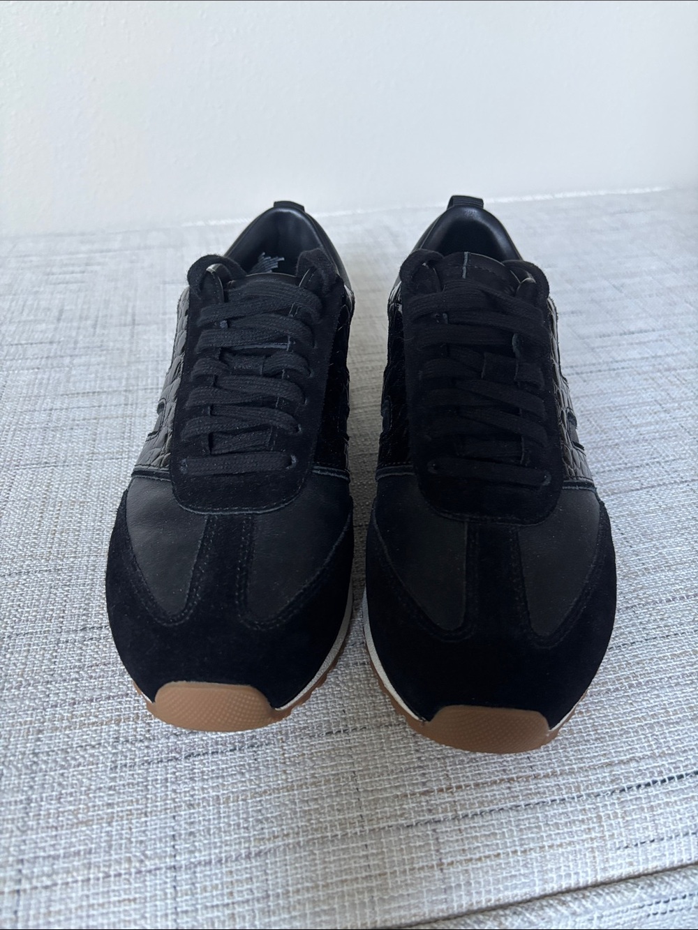 Bared Footwear Women's Stork Black Croc Emboss sneakers in size 37